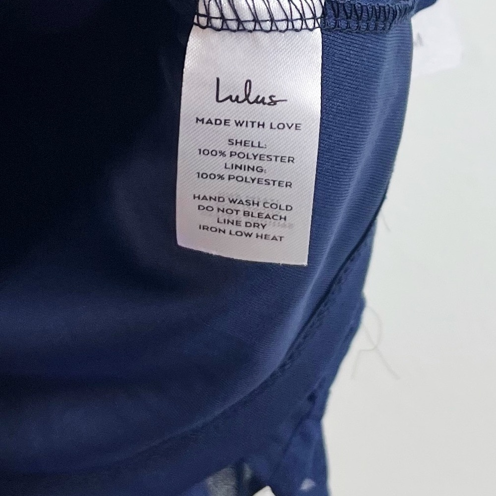 NWT Lulus Blowing Kisses Navy Blue Pleated One-Shoulder Mini Dress - Picture 8 of 8